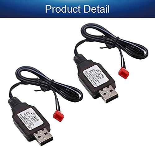 Fielect 2pcs JST-2P USB kabel za punjač 7,2V 250mA za RC auto igrača Ni-MH Ni-CD punjač baterije