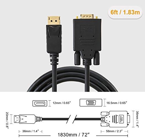 CABLECreation 4k HDMI za DisplayPort adapter sa USB snagom snopom s DisplayPort do VGA kabela 6ft