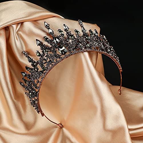 Doyou Krune za žene-Crne gotičke Krune za djevojčice - Vintage barokna kraljica tijara za svadbeni izbor maturskih pokrivala