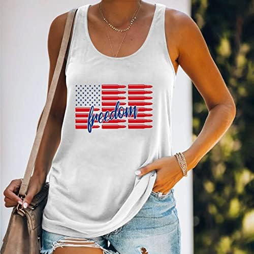 Ženski 4. jul Patriotski tenk vrh | USA American Flag Racerback Rezervoari Vrh Funny Day Nezavisnosti