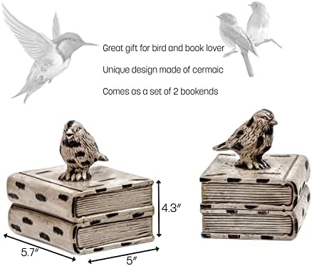 Zaštitni znak inovacije Dekorativni Bird Bookends za policu za knjige, Brown