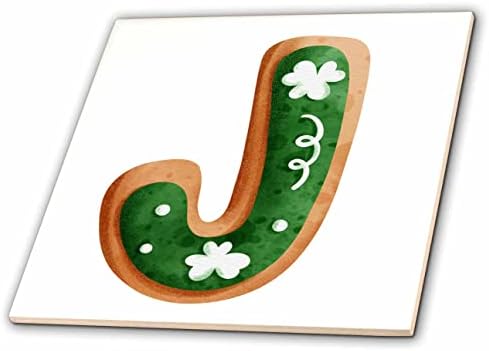 3drose slatka St Patricks dan Slika kolačića Monogram inicijalne J-Tiles