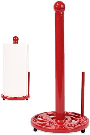 MINLUFUL držač papirnih ubrusa za radnu površinu, Vintage Crvena dekoracija kuhinje stalak za držač papirnih ručnika od livenog gvožđa, jednostavno držač ručnika za papir za jednu ruku
