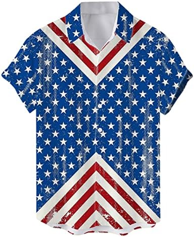 Bmisegm ljetne haljine za muškarce muške ljetne Ležerne dane nezavisnosti zastava Print Shirt kratki rukav dugme za okretanje