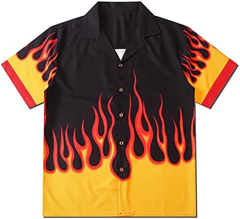 Yemocile dugme dolje velika kratka majica za muškarce žene tinejdžeri široke košulje sa plamenom grafike