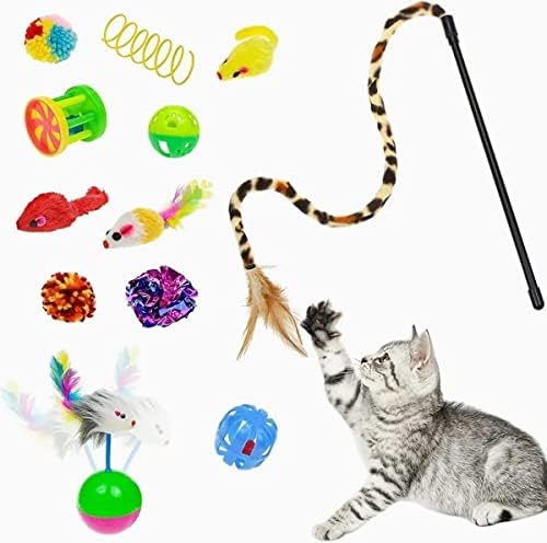 27pcs mačke pero igračke mačene interaktivne igračke za kućne ljubimce postavljene za unutarnje mačke, uključujući