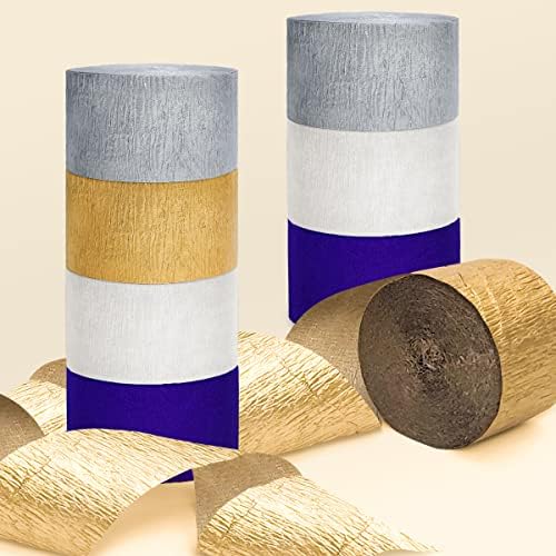 Bbeitoo Navy Blue i Gold Crepe papir za papir - 8 Rolls Crepe Paper Roll Soft Papir Garland Royal