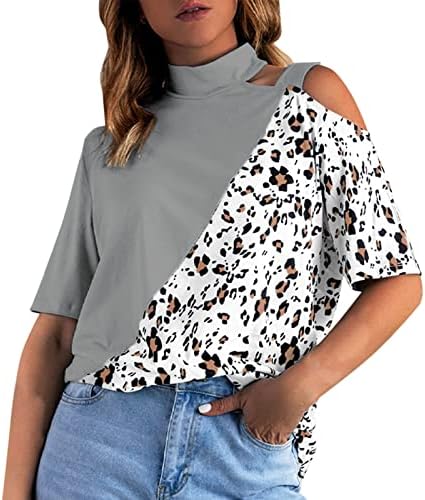 Xiloccer prevelika majica Žene žene Labavi okrugli vrat Off ramena Thirt Odštampani Leopard Ispiši