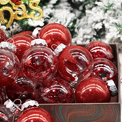 Božić Tree Decorations Set Red Christmas tree Ornaments Balls with Shatterproof Clear Plastic Christmas Ball