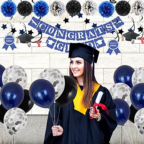 Diplomirani ukrasi 2023, plavi srebro crno diplomiranje, diplomiranje zaliha Potrošnja čestitke