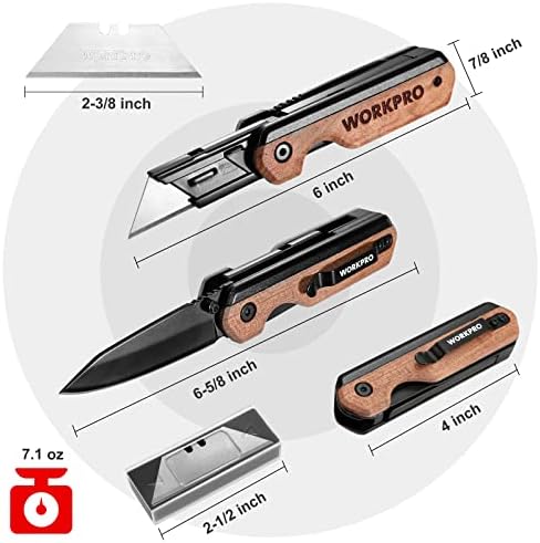 Swiss+Tech 2-paket set pomoćnih noža i WORKPRO 2-u-1 sklopivi nož/Pomoćni nož