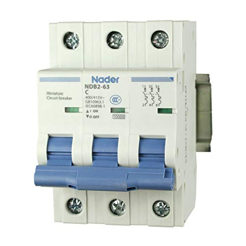Sistemi za automatizaciju Interconnect NDB2-63C40-3 DIN prekidač nosača šine, UL 1077 Dodatna zaštita, 40 amp,