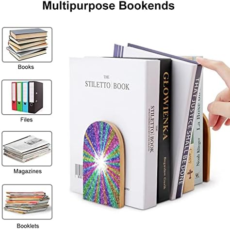 Glitter Rainbow Wood Bookends teški držači knjiga za police ukrasni krajevi knjiga