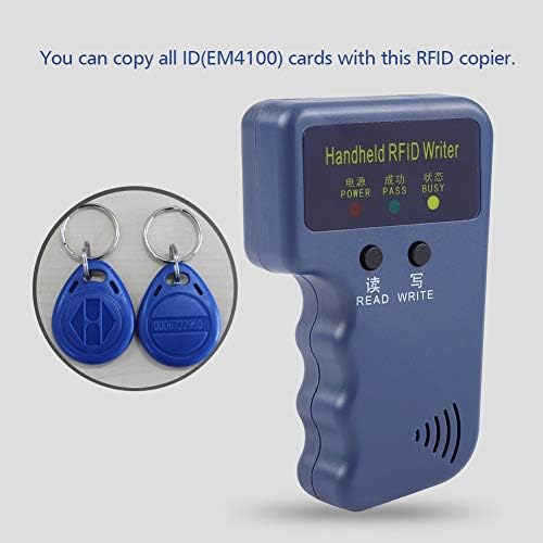 125KHz RFID čitač Writer, EM4100 prijenosni ručni RFID čitač kopirnih kartica / Duplikator pisca + Keyfob za zajednicu, školu, ured