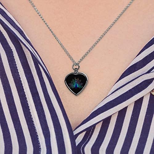 Prilično plavi paun srce za kućne ljubimce urna ogrlica Print spomen nakit pet kremiranje privjesak
