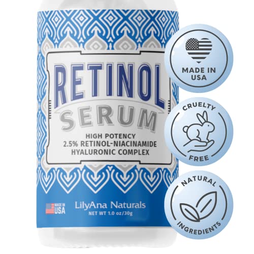 Retinol Serum Lilyana Naturals - Retinol Serum za lice ima čisti retinol za efikasno liječenje tamnih tačaka i ožiljaka od akni - Serum vitamina C za proizvode za njegu lica - 1oz