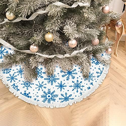 48-inčna božićna suknja sažetak plava mornarsko prvenstvena pahuljica velika stabla suknja Mat Holiday Party Farmhouse Xmas Tree Mat za kućni dekor Indoor vanjski