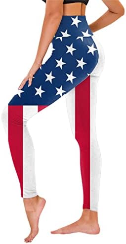 Četvrti julske tajice za žene za žene Američka zastava joge trkačke tajice ultra meke brušene elastične