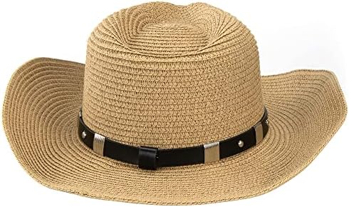 Ženska kaubojska šešir zapadnih slama Kaubojska šešir za sunčanje sa odvojivim kaišem konop
