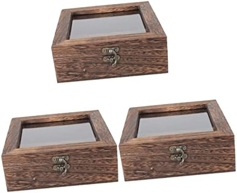 Cabilock 3pcs kutija CASP specimenke * Stil Kolekcija starenje drvene nakit zaslon leptir Memorija Drvo Flip