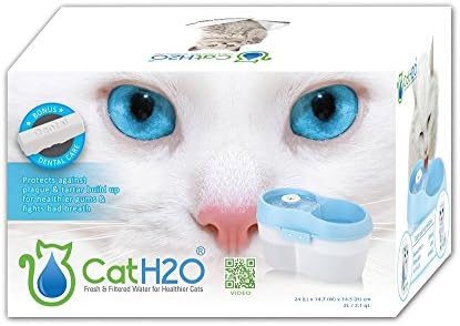 CAT H2O Filtrirana česma za mačku 67 fl. Oz / 2.1 Kvar sa filterom i stomatološkom negom tabletom, plavom / prozirnom bijelom bojom