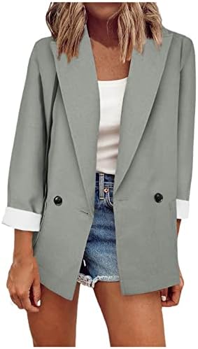 Ženski otvoreni prednji poslovni casual džepovi Radni ured Blazer jakne Dvostruki grudi Bašični gumb Blazers