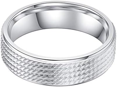 6mm Unisex Comfort Fit Sterling Silver dijamantski rezani konac s uzorkom prsten za vjenčanje