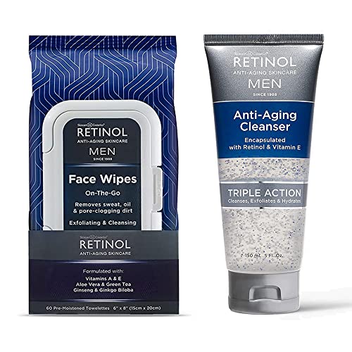 Retinol Men maramice za lice Anti-Aging ručnici za čišćenje + Retinol muški Gel za čišćenje