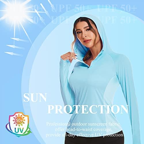 Coorun ženska upf 50+ dukserica za zaštitu od sunca na polu-zip za sunčanje na otvorenom osipni štitnik