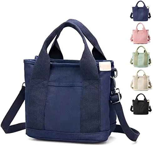 MINGRI Platnena torba ženske Mini torbe s džepovima, Platnena torba preko tijela modna mala japanska