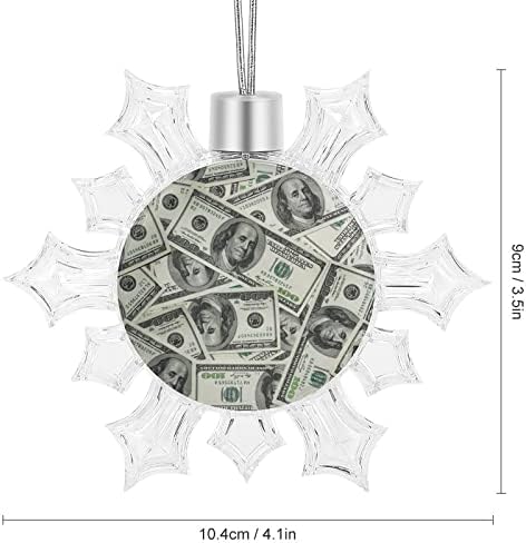 Dollars Bill Print božićno drvo pahuljica čari ukrasi pahuljice pahuljice viseći ukrasi pahuljice sa gajtanima za božićno drvo