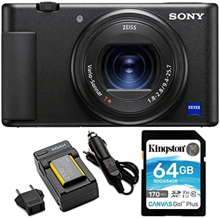 Sony ZV-1 kamera za kreatore sadržaja i vlogere KOAH Pro NP-BX1 baterija sa punjačem i Kingston 64GB Canvas Go Plus 170mb / s paket SD kartica