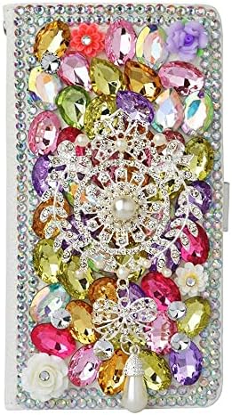 Fairy Art Crystal Wallet futrola za telefon kompatibilna sa Samsung Galaxy S23 Plus-Crown Windmill Flowers - Pink-3D ručno rađena Glitter Bling kožna navlaka sa zaštitom ekrana & Perla za telefon
