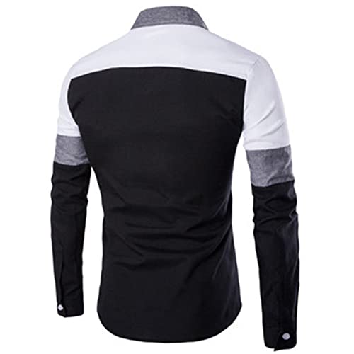Maiyifu-GJ muški Dugi rukav stilske haljine Patchwork Casual Button down Shirts Regular Fit odbačeni ovratnik majica Top