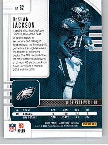 2020 Panini Apsolute Green 62 Dessean Jackson Philadelphia Eagles NFL fudbalska trgovačka kartica