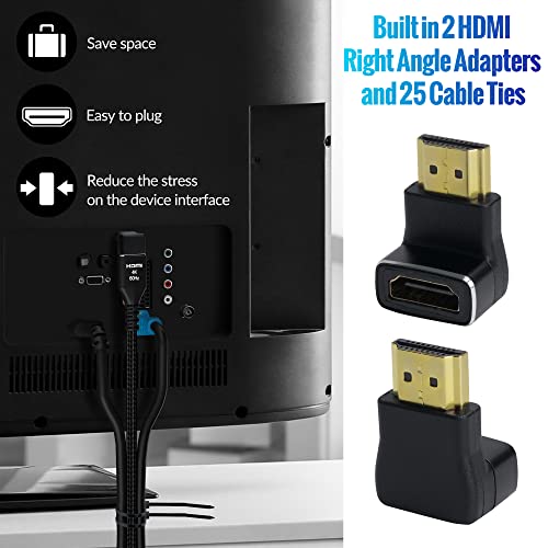 4k HDMI kabel 4 metra, ultra HDMI 2.0 kabel, najlonski pletenice i zlatni konektori, 4k @ 60Hz, 2k, 1080p, HDCP 2.2, luk, skupno HDMI kablovi za laptop, monitori, HDTV, PS5, Xbox One & More