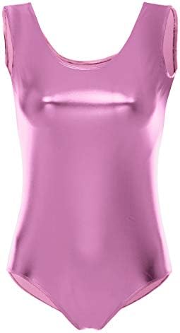 OwlFay ženski sjajni metalni rezervoar triko bez rukava gimnastika baletni ples nosite Top Workout Yoga Camisole