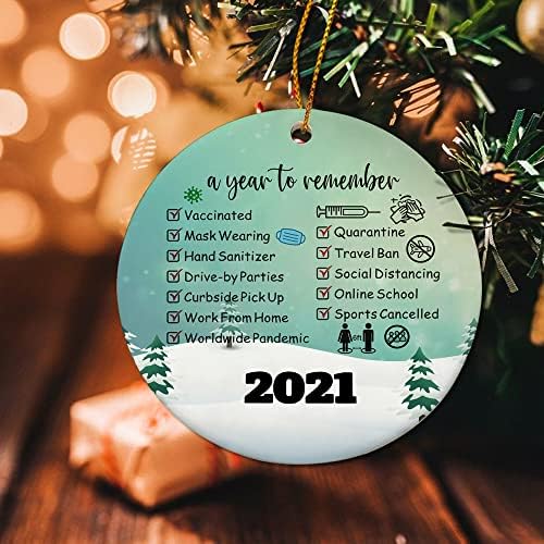 2021 Božić Citati ukrasi - godinu za pamćenje Old World ukrasi Božić Decor deca okrugli keramike