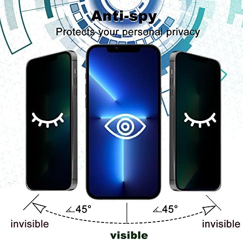 Niboow 【4 paketa】 Zaštita ekrana za privatnost za iPhone13 Pro [2pack] + zaštita sočiva kamere [2pack],