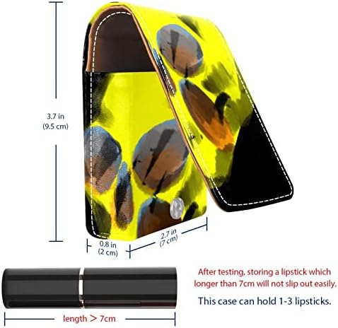 ORYUEKAN Mini torba za šminkanje sa ogledalom, torbica za kvačilo od umjetne kože, Skull Yellow Abstract Art