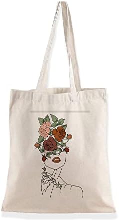 Platnena torba za ženu smiješna estetska torba slatka cvjetna glava ženske umjetničke torbe za višekratnu