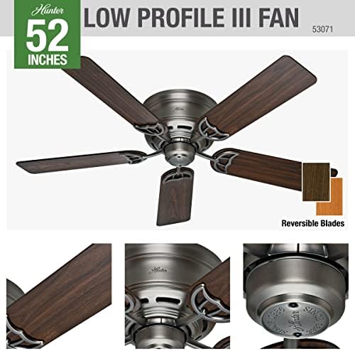 Hunter Fan Company, 53071, 52 inča Niskoprofilni Antikni kositar niskog profila Stropni ventilator