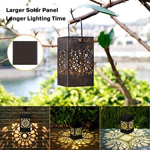 Vanjski solarni lampioni, 2 paketa metalni vrt dekor Patio Decor LED viseća solarna svjetla stolna lampa za Patio, Dvorište, šetnicu, stazu