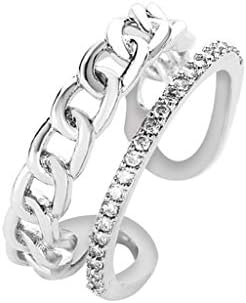 2023 Novi dvoslojni lanac dizajn Ženski dijamantski otvor za otvoreni prsten Podesivi prsten Chunky akrilni prstenovi