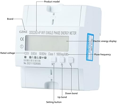 TINTAG DDS226D-4P Jednofazni WiFi Smart Energy Merač za nadgledanje prekidača prekidač sa naponom Zaštita struje 60a 90-300V