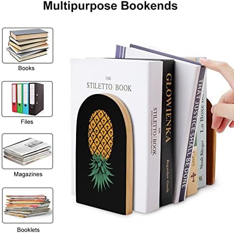 Down ananas Drvo dekorativni Bookends Non-Skid knjiga kraj za police 1 par 7 X 5 Inch